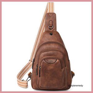 Anti Theft Crossbody Sling Bag Faux Leather Fanny Pack Waist Bag